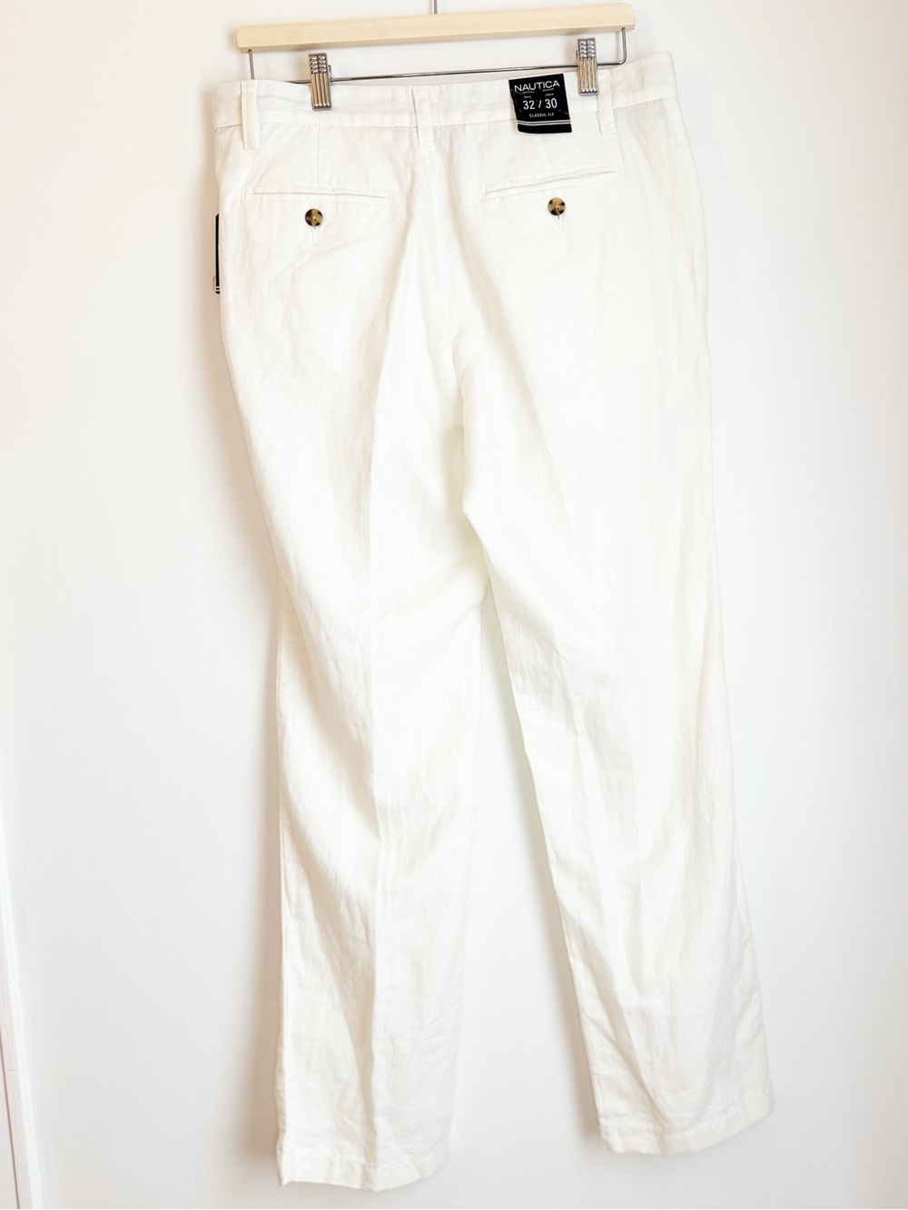 Nautica Men’s White Linen-Blend Chino Pants